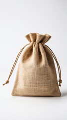 Hemp drawstring bag mockup for eco-friendly packaging or branding designs.
