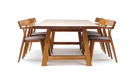 A wooden table with four chairs around it