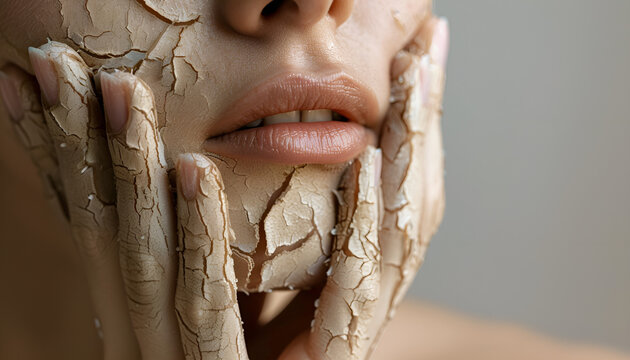Woman with dry skin on hand, macro view