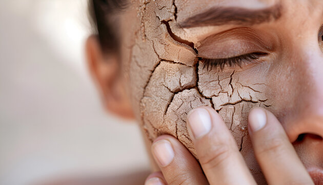 Woman with dry skin on hand, macro view