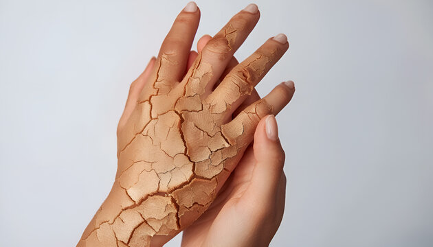 Woman with dry skin on hand, macro view