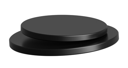 PNG Black podium isolated on transparent background. Empty product presentation pedestal display stand.