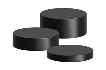 PNG Black podium isolated on transparent background. Empty product presentation pedestal display stand.