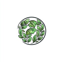 Circular green leaf logo design.