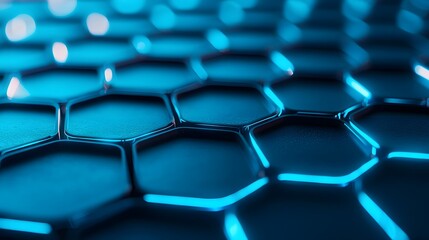 Glowing Hexagonal Energy Storage Grid in Cyberspace