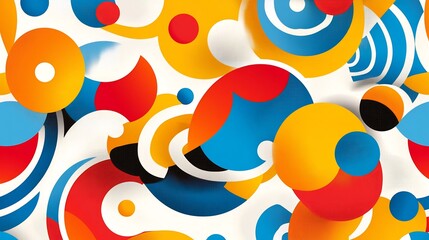 Vibrant Abstract Digital Illustration: Boldly Colored Circles Intertwine. AI Generated