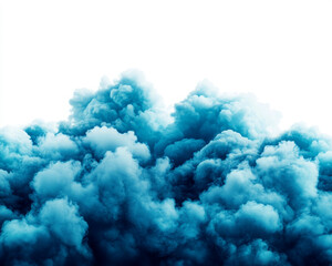Fototapeta premium Vibrant blue clouds rising against a white backdrop.