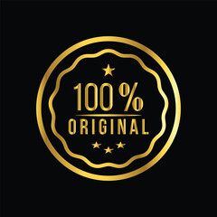 gold color 100% original Decorated Seal Stamp Icon Hand Drawn Label Design Vector Graphic Stock Illustration