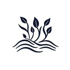 Simple illustration of plants growing from water.