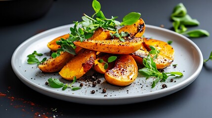 Deliciously Roasted Butternut Squash Slices, Close-Up Food Photo. AI Generated