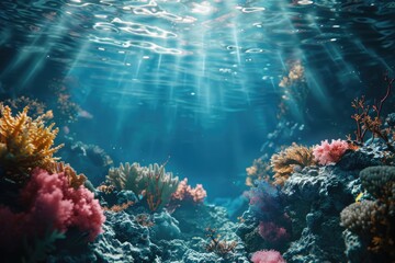 Naklejka premium Underwater coral reef background