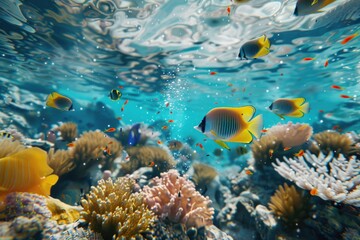 Underwater Scene With Reef And Tropical Fish