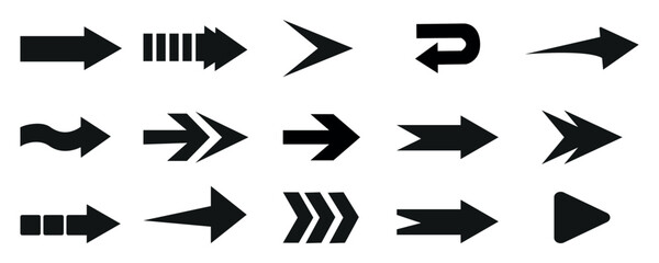 Arrow set icons. Collection different arrows sign. Set different cursor arrow direction symbols in flat style. big simple arrow set.	