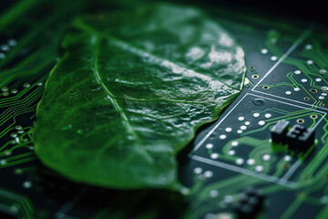 generated illustration of green technology concept, nature and innovation