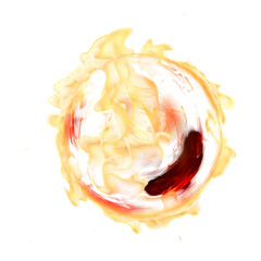 Artistic fireball design with a glowing center.