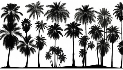 Obraz premium Silhouettes of Palm Trees: A Generative AI Artwork of Tropical Vibes