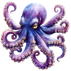 Fototapeta premium Flowing tentacles octopus graphic style isolated on transparent background