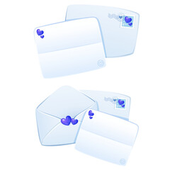 Illustration of Love valentine Themed Envelopes blue and pink