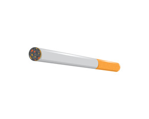 vector design of a burning cigarette in gray and white with a yellow mixed orange bottom