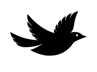 Fototapeta premium flying bird black silhouette vector, Simple silhouette Design vector icon with white background