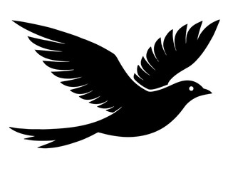 flying bird black silhouette vector, Simple silhouette Design vector icon with white background