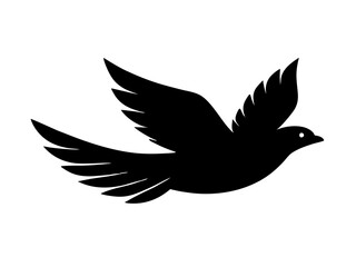 Fototapeta premium flying bird black silhouette vector, Simple silhouette Design vector icon with white background