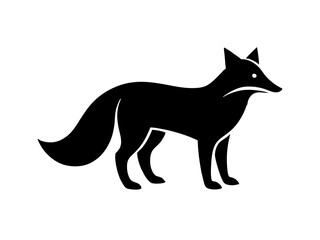Fox black silhouette vector, Simple silhouette Design vector icon with white background