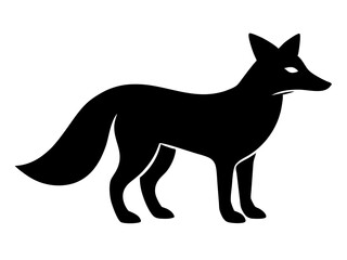 Fox black silhouette vector, Simple silhouette Design vector icon with white background