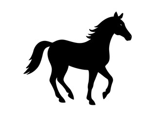 horse black silhouette vector, Simple silhouette Design vector icon with white background