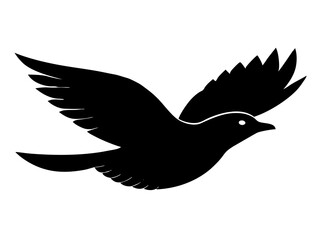 flying bird black silhouette vector, Simple silhouette Design vector icon with white background