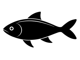 Fish black silhouette vector, Simple silhouette Design vector icon with white background
