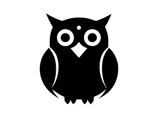 Owl black silhouette vector, Simple silhouette Design vector icon with white background
