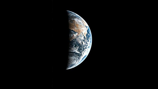 Planet Earth Viewed from Space with a Dark Background, Showcasing the Blue Marble's Atmosphere, Oceans, and Global Perspective in a Cosmic Setting