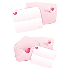 Illustration of Love valentine Themed Envelopes blue and pink