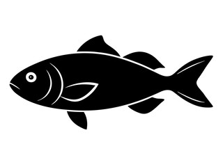 Fish black silhouette vector, Simple silhouette Design vector icon with white background