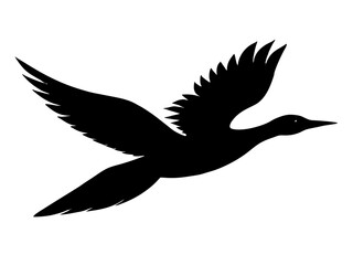 flying bird black silhouette vector, Simple silhouette Design vector icon with white background