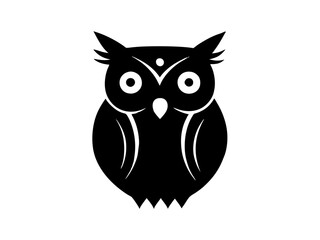 owl black silhouette vector, Simple silhouette Design vector icon with white background