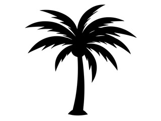 palm tree black silhouette vector, Simple silhouette Design vector icon with white background