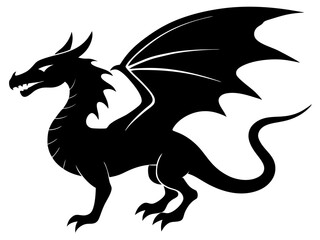 Fototapeta premium dragon black silhouette vector, Simple silhouette Design vector icon with white background