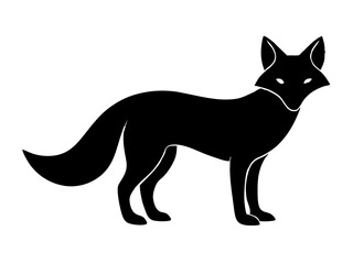 Fox black silhouette vector, Simple silhouette Design vector icon with white background