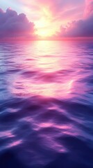 Obraz premium Serene Sunset Over Calm Ocean Waters Vibrant Pink and Purple Hues