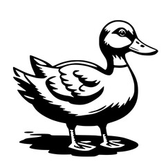 Artistic Duck Black and White Vector Art