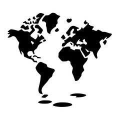 Stylized World Map Black and White Vector Art