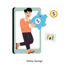 Online Savings concept vector illustration. Payment Gateway Inflation isolated On white Background.                  