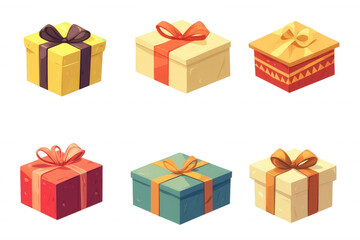 Colorful gift boxes with ribbons, perfect for celebrations and special occasions, isolated on transparent or white background