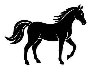 Horse black silhouette vector, Simple silhouette Design vector icon with white background