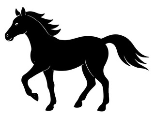 Horse black silhouette vector, Simple silhouette Design vector icon with white background