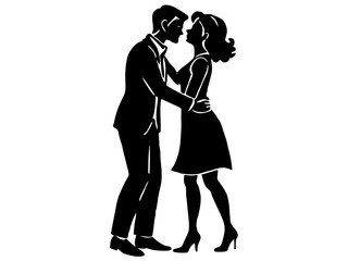 Couple black silhouette vector, Simple silhouette Design vector icon with white background