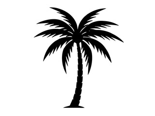 Obraz premium palm tree black silhouette vector, Simple silhouette Design vector icon with white background