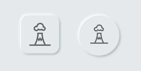 Mountain line icon in neomorphic design style. Adventure signs vector illustration.